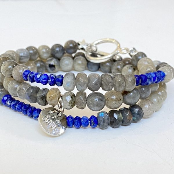 Bracelet labradorite et lapis lazuli