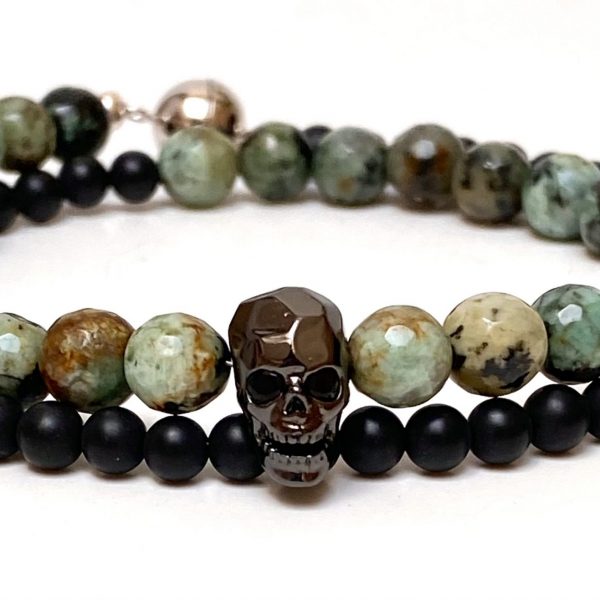 Bracelet homme skull onyx