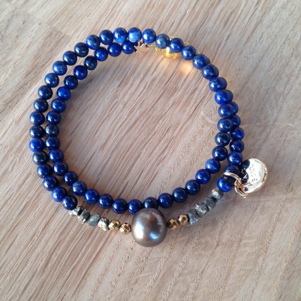 Lapis lazuli, pyrite, double tour.