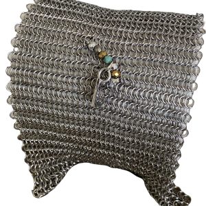 Manchette en cotte de mailles argent – Hématite, Pyrite & Azurite