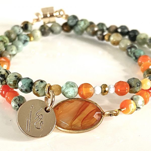 Bracelet Turquoise, agate orange