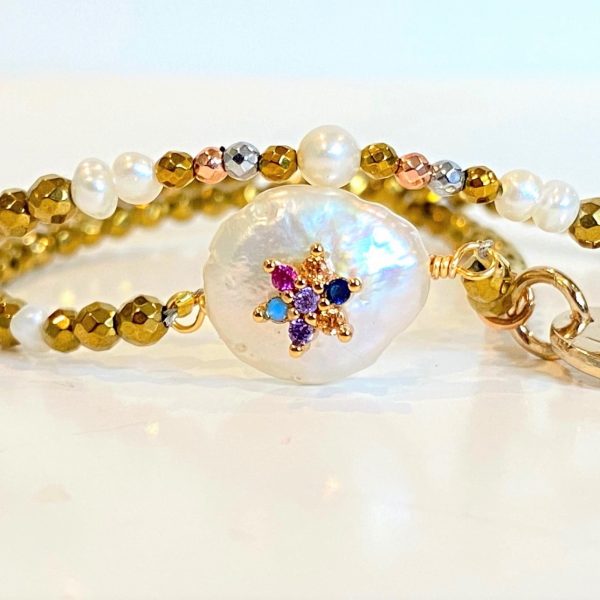 Bracelet hématite dorée