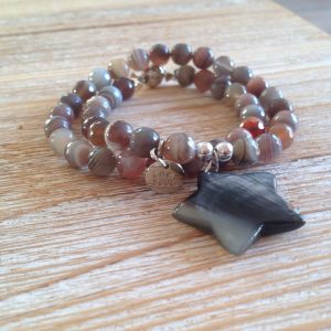 Bracelet agate botswana, étoile