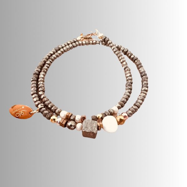 Bracelet pyrite, perle de culture