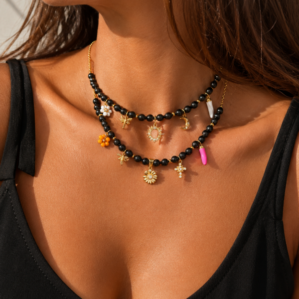 collier tourmaline noire pampilles