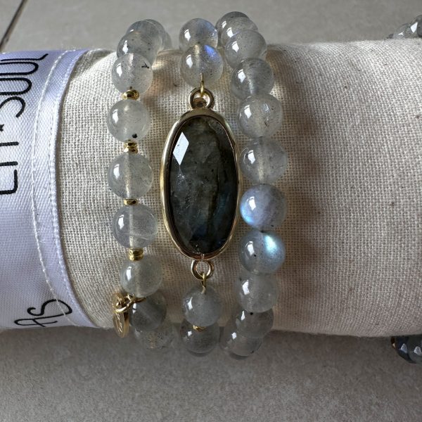 Bracelet labradorite Pierre centrale facettée