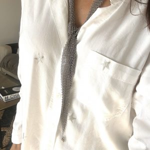 Cravate cotte de mailles argent