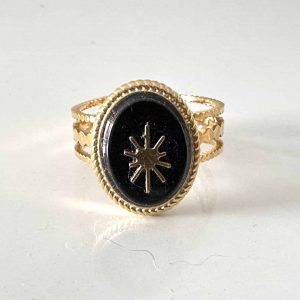 Bague dorée ajustable star onyx
