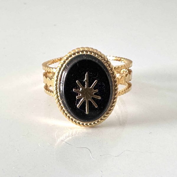 Bague dorée ajustable star onyx