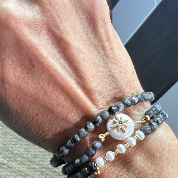 Bracelet larvikite perle nacre