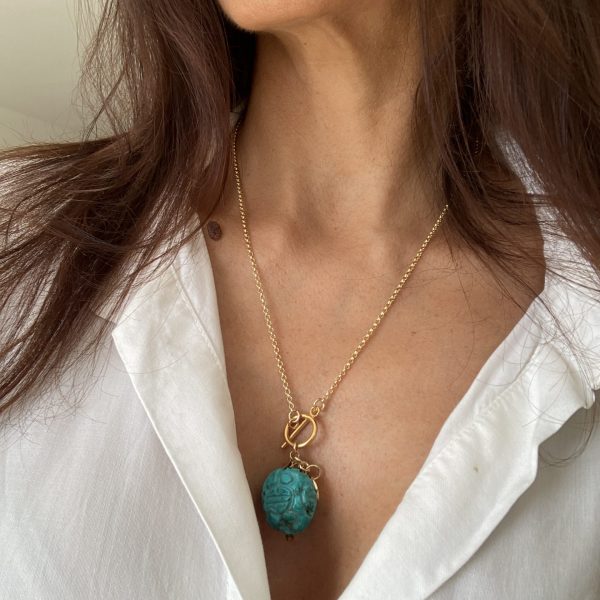 collier scarabée turquoise pampilles labradorite