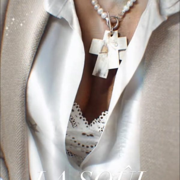 collier double croix perles de cuture