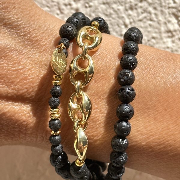 Bracelet Lave triple tours chaine café