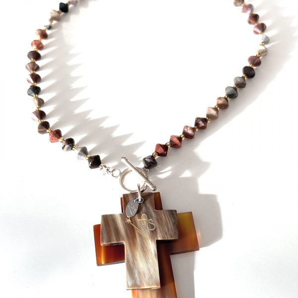 ras de cou jaspe chocolat fait main