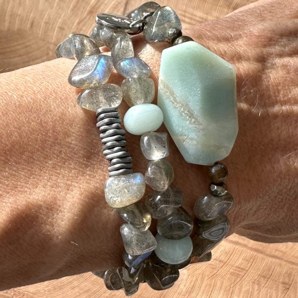 bracelet labradorite amazonite triple tour