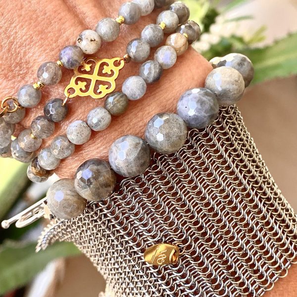 Bracelet Labradorite Trèfle plaqué or