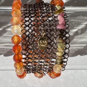Bracelet cotte de mailles agate orange