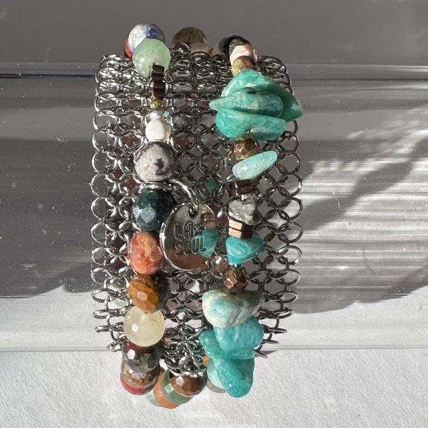Bracelet cotte de mailles agate