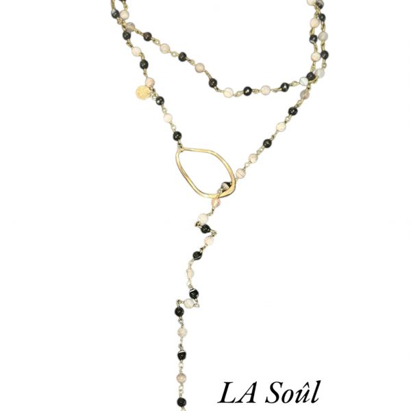 Collier lasso agate noir et marron