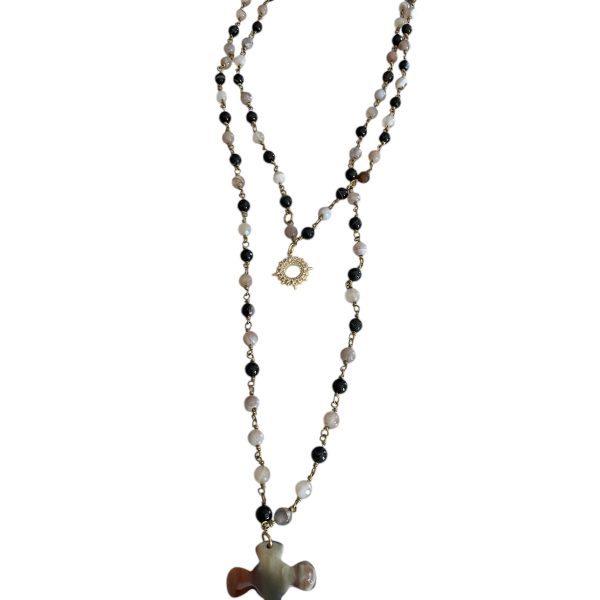 Collier double en perles d'agates