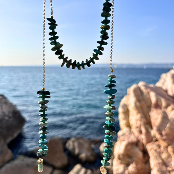 Collier Etreinte azurite plaqué or