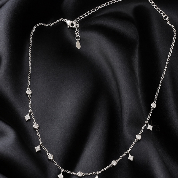 Collier choker pampilles, doré, argent