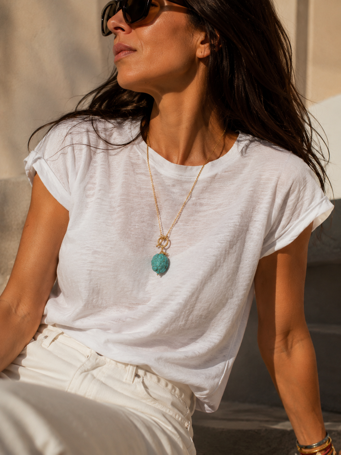 Collier scarabée turquoise et pampilles – bijou talisman LA SOUL