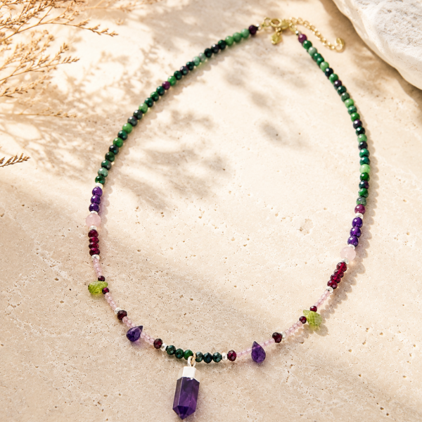 Collier Balam agate multicolores