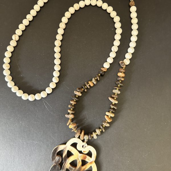 Sautoir Magnésite agate choco