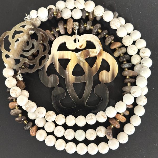 Sautoir Magnésite agate choco