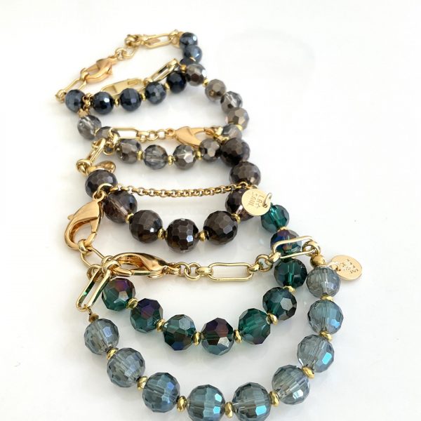 Bracelet doré perles de verre facettées