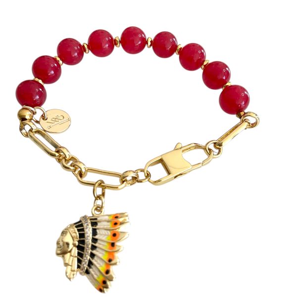 perles crystal rouge, pampille indien