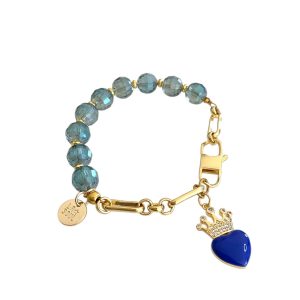 perles crystal bleu pampille coeur