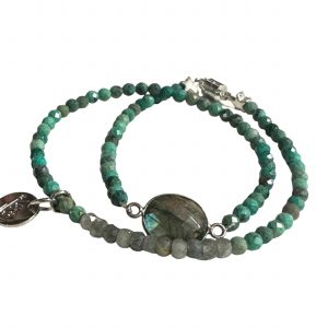 Bracelet Pierre Naturelle Labradorite – Perles d’Azurite & Fermoir Aimanté | LAS Bijoux