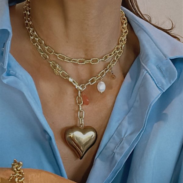 collier cœur plaqué or LA Soul avec pampilles personnalisables