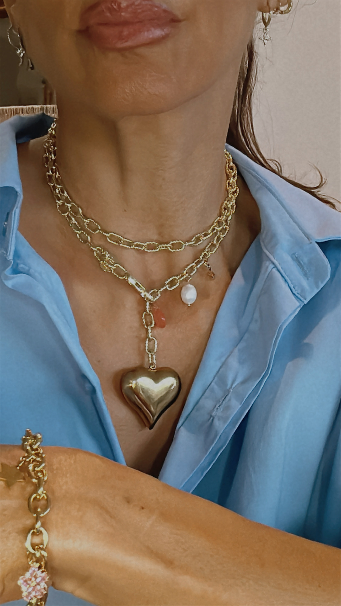 collier cœur plaqué or LA Soul avec pampilles personnalisables