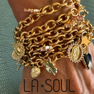 Bracelet gourmette acier inoxydable – Pampilles plaqué or personnalisables