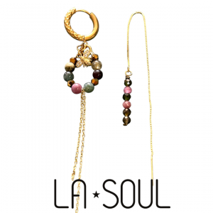 Boucles d’oreilles dépareillées en tourmaline