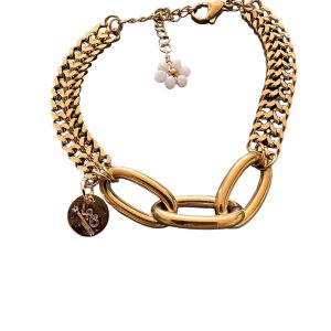 Gourmette LA Soul en acier inoxydable doré – Maillons XXL et pampilles