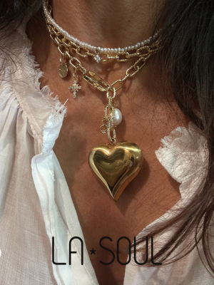 collier cœur plaqué or LA Soul avec pampilles personnalisables