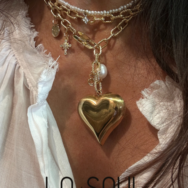 collier cœur plaqué or LA Soul avec pampilles personnalisables