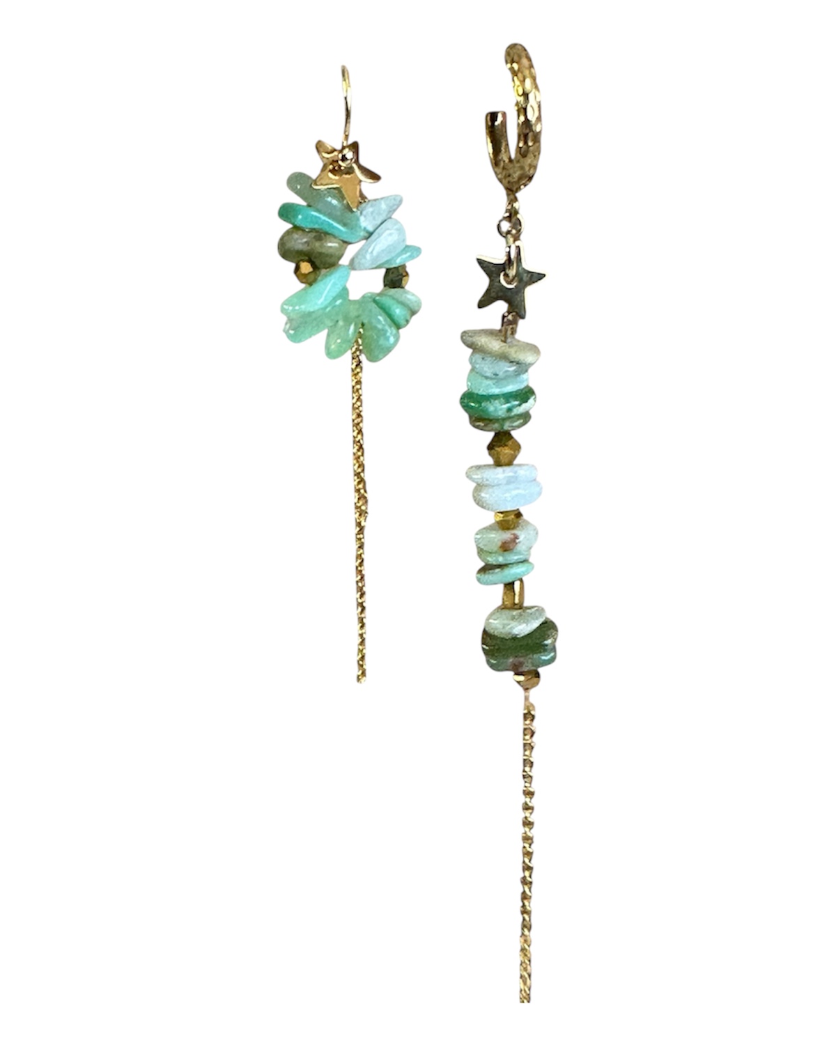 Boucles d'oreilles amazonite, plaqué or