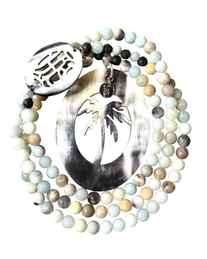 sautoir amazonite corne naturelle bijou artisanal
