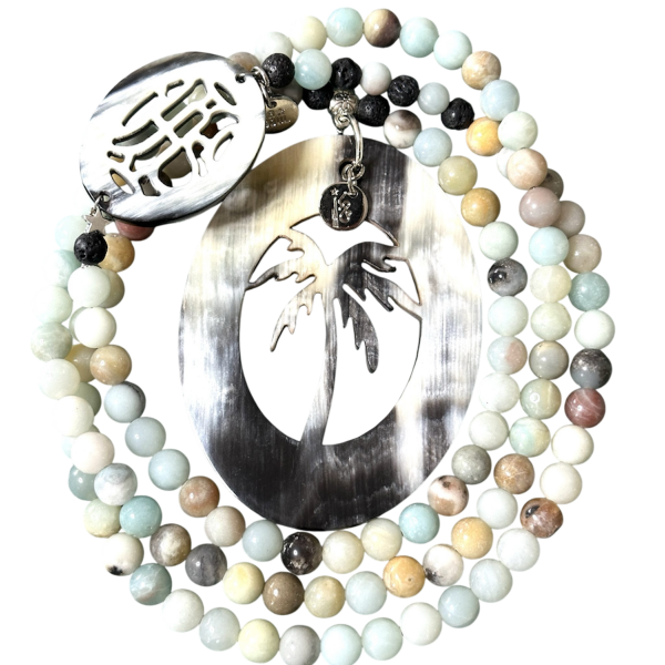 sautoir amazonite corne naturelle bijou artisanal