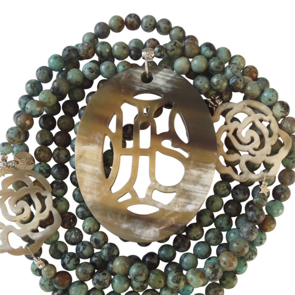 sautoir turquoise africaine corne naturelle bijou artisanal