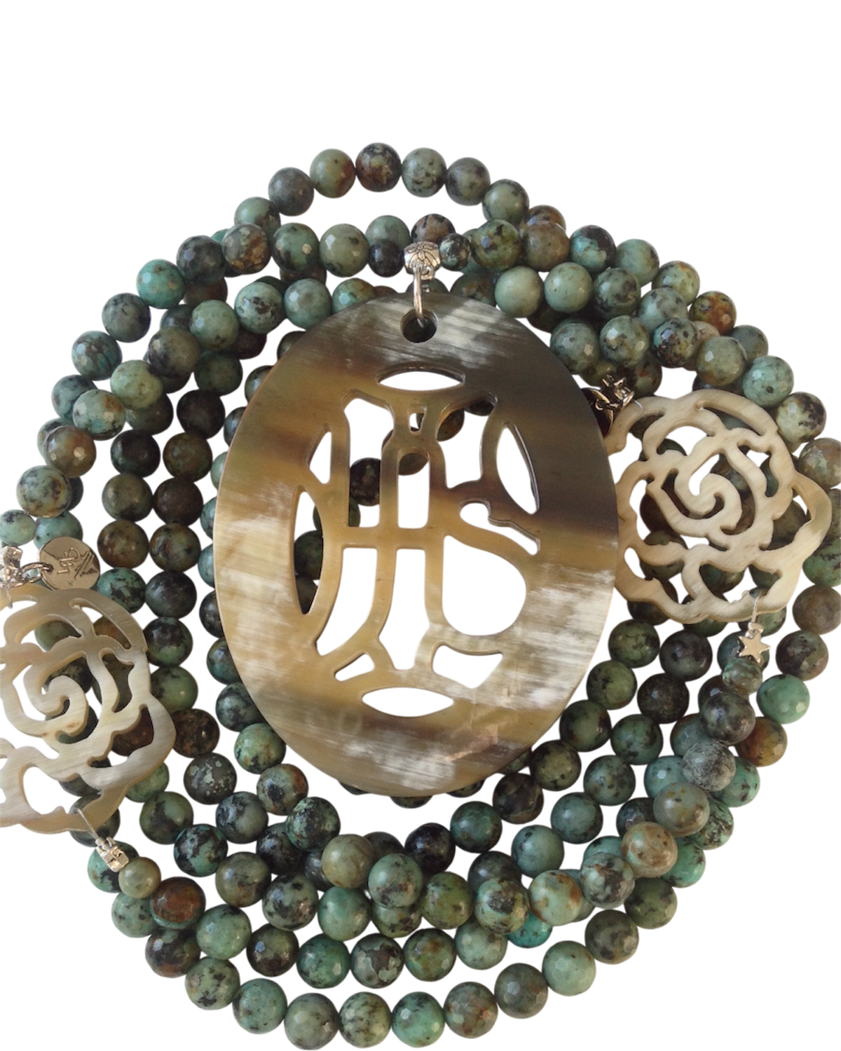 sautoir turquoise africaine corne naturelle bijou artisanal