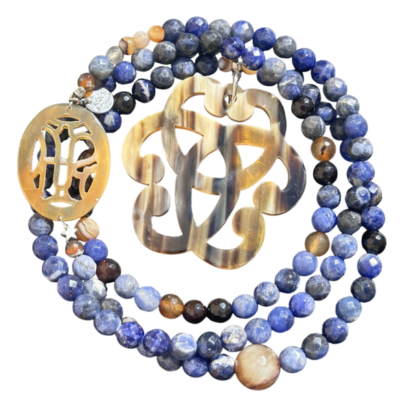 sautoir sodalite corne naturelle bijou artisanal