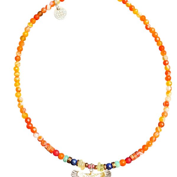 collier aigle ras de cou pierres naturelles agate amazonite lapis lazuli