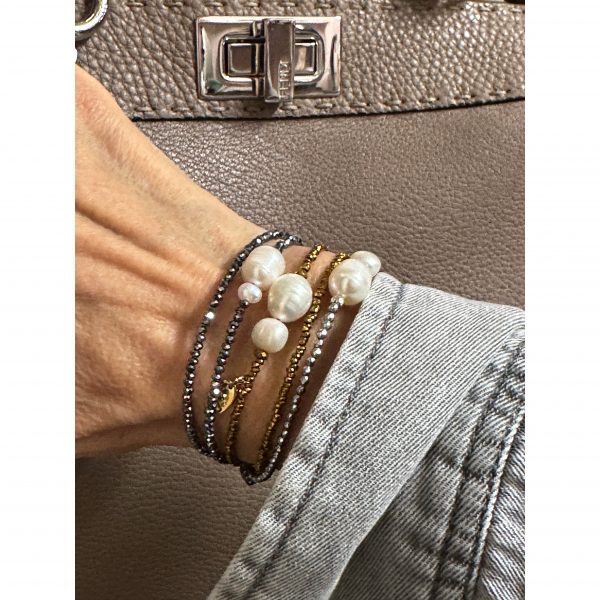 bracelet Joy, hématite, doré, argent gunmétal