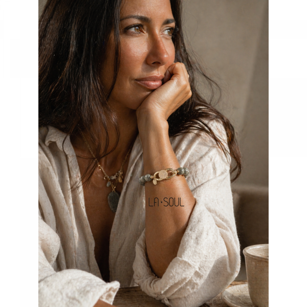 bracelet labradorite plaqué or 18k zirconium